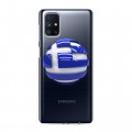 Полупрозрачный дизайнерский силиконовый с усиленными углами чехол для Samsung Galaxy M51 флаг греции