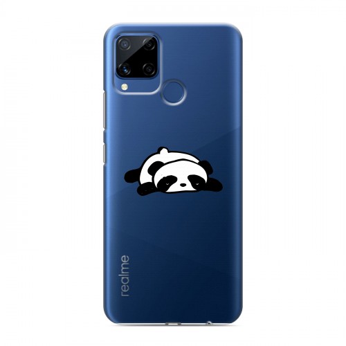 Полупрозрачный дизайнерский пластиковый чехол для Realme C15 Прозрачные панды - смайлики