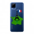 Полупрозрачный дизайнерский пластиковый чехол для Realme C15 Флаг Франции