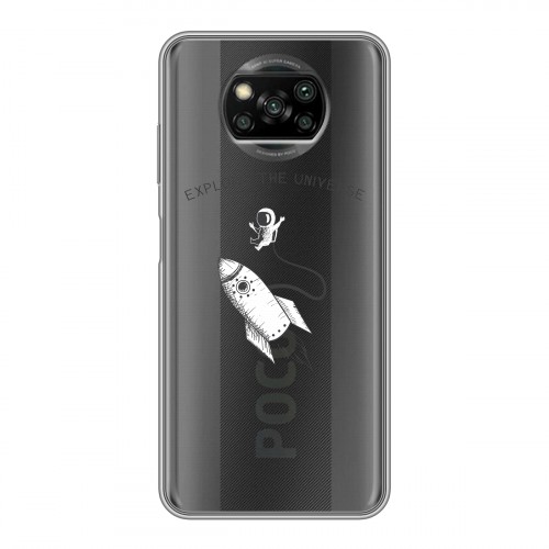 Полупрозрачный дизайнерский силиконовый с усиленными углами чехол для Xiaomi Poco X3 Прозрачный космос