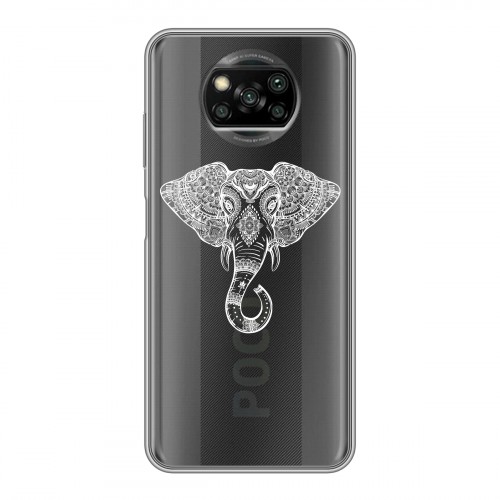 Полупрозрачный дизайнерский силиконовый с усиленными углами чехол для Xiaomi Poco X3 Прозрачные слоны