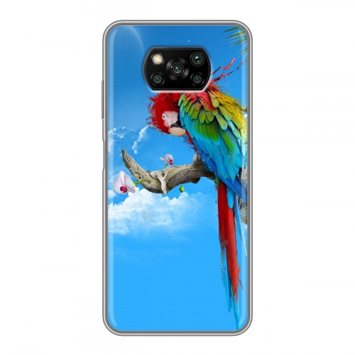 Дизайнерский силиконовый с усиленными углами чехол для Xiaomi Poco X3 Попугаи