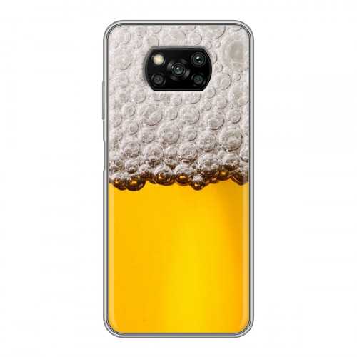 Дизайнерский силиконовый с усиленными углами чехол для Xiaomi Poco X3 Пузырьки пива