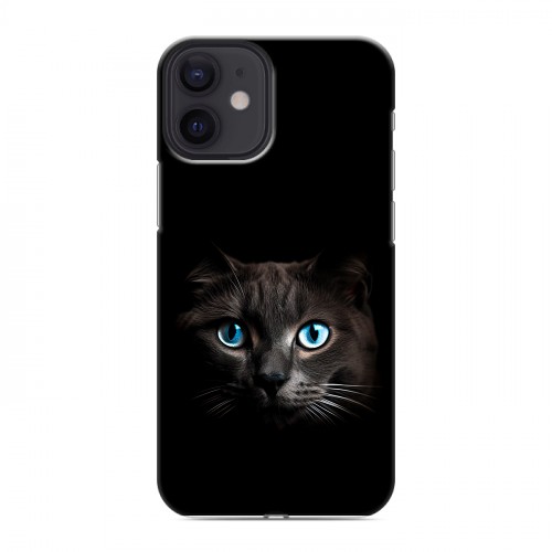 Дизайнерский силиконовый с усиленными углами чехол для Iphone 12 Mini Кот в темноте