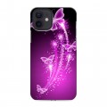Дизайнерский силиконовый чехол для Iphone 12 Бабочки фиолетовые
