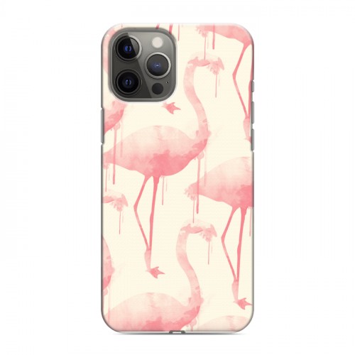 Дизайнерский силиконовый чехол для Iphone 12 Pro Max Розовые фламинго