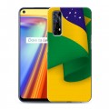 Дизайнерский силиконовый с усиленными углами чехол для Realme 7 Флаг Бразилии