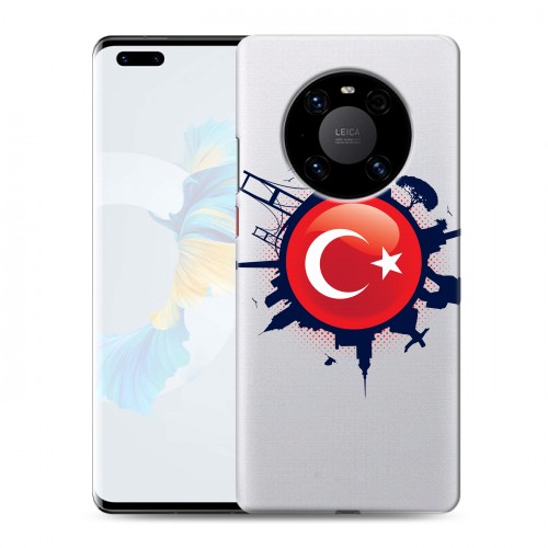 Полупрозрачный дизайнерский пластиковый чехол для Huawei Mate 40 Pro Флаг Турции