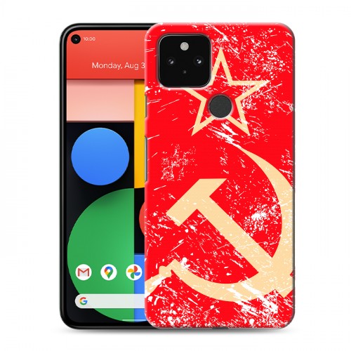 Дизайнерский пластиковый чехол для Google Pixel 5 Флаг СССР 
