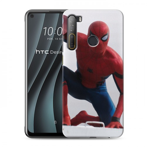 Полупрозрачный дизайнерский пластиковый чехол для HTC Desire 20 Pro Человек-паук
