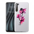 Полупрозрачный дизайнерский силиконовый чехол для HTC Desire 20 Pro Прозрачные цветочки