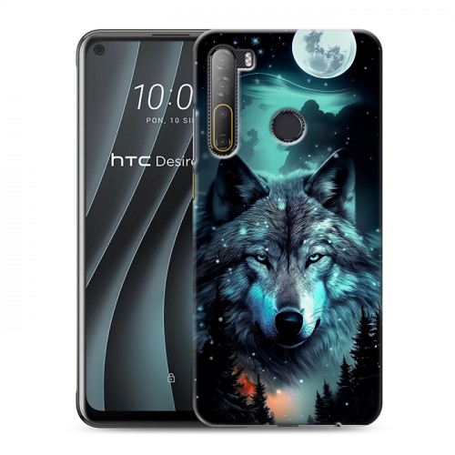Дизайнерский силиконовый чехол для HTC Desire 20 Pro Волк и луна