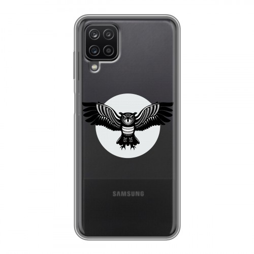 Полупрозрачный дизайнерский пластиковый чехол для Samsung Galaxy A12 Прозрачные совы