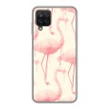 Дизайнерский силиконовый чехол для Samsung Galaxy A12 Розовые фламинго