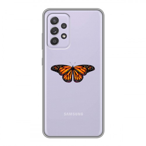 Полупрозрачный дизайнерский пластиковый чехол для Samsung Galaxy A52 прозрачные Бабочки 