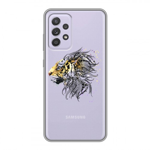 Полупрозрачный дизайнерский пластиковый чехол для Samsung Galaxy A52 Прозрачные тигры