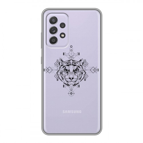 Полупрозрачный дизайнерский силиконовый чехол для Samsung Galaxy A52 Прозрачные тигры
