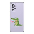 Полупрозрачный дизайнерский пластиковый чехол для Samsung Galaxy A52 Прозрачные крокодилы