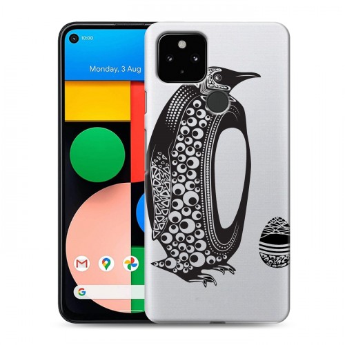 Полупрозрачный дизайнерский силиконовый с усиленными углами чехол для Google Pixel 4a 5G Каллиграфия животных