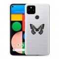 Полупрозрачный дизайнерский пластиковый чехол для Google Pixel 4a 5G прозрачные Бабочки 