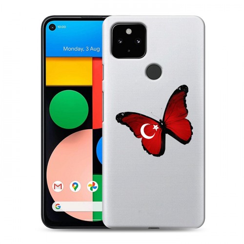 Полупрозрачный дизайнерский пластиковый чехол для Google Pixel 4a 5G Флаг Турции