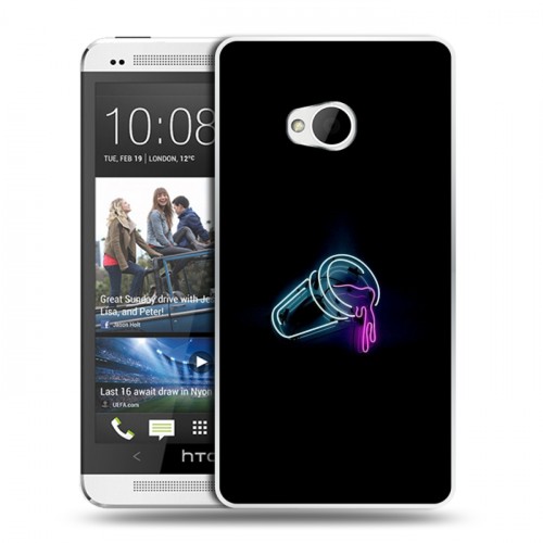 Дизайнерский пластиковый чехол для HTC One (M7) Dual SIM Минимализм на черном