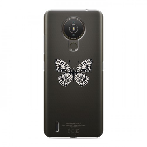 Полупрозрачный дизайнерский пластиковый чехол для Nokia 1.4 прозрачные Бабочки 