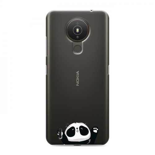 Полупрозрачный дизайнерский силиконовый с усиленными углами чехол для Nokia 1.4 Прозрачные панды - смайлики