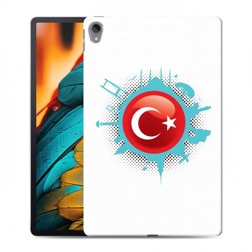 Полупрозрачный дизайнерский пластиковый чехол для Lenovo Tab P11 Флаг Турции