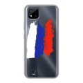 Полупрозрачный дизайнерский пластиковый чехол для Realme C20 Российский флаг