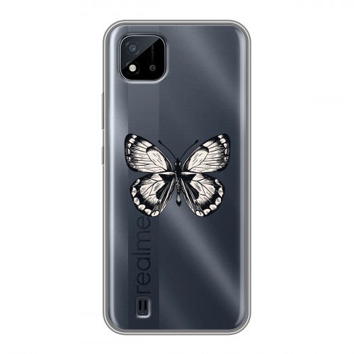 Полупрозрачный дизайнерский силиконовый чехол для Realme C20 прозрачные Бабочки 