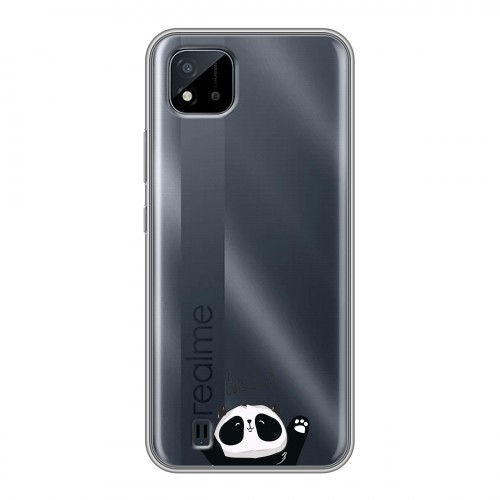 Полупрозрачный дизайнерский пластиковый чехол для Realme C20 Прозрачные панды - смайлики