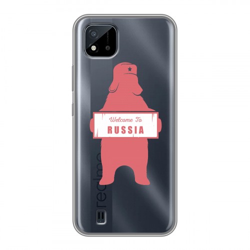 Полупрозрачный дизайнерский силиконовый с усиленными углами чехол для Realme C20 Российский флаг