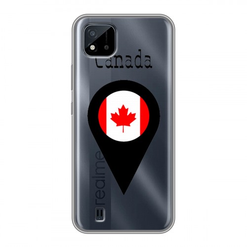 Полупрозрачный дизайнерский силиконовый чехол для Realme C20 Флаг Канады