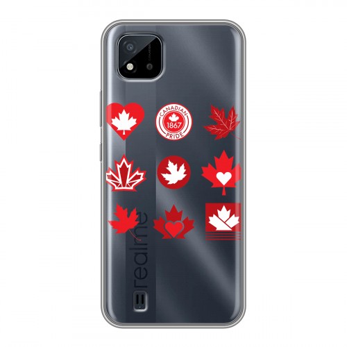 Полупрозрачный дизайнерский силиконовый с усиленными углами чехол для Realme C20 Флаг Канады