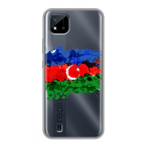 Полупрозрачный дизайнерский пластиковый чехол для Realme C20 Флаг Азербайджана