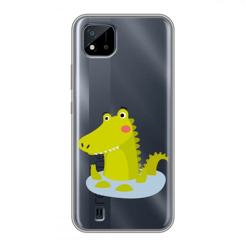 Полупрозрачный дизайнерский пластиковый чехол для Realme C20 Прозрачные крокодилы