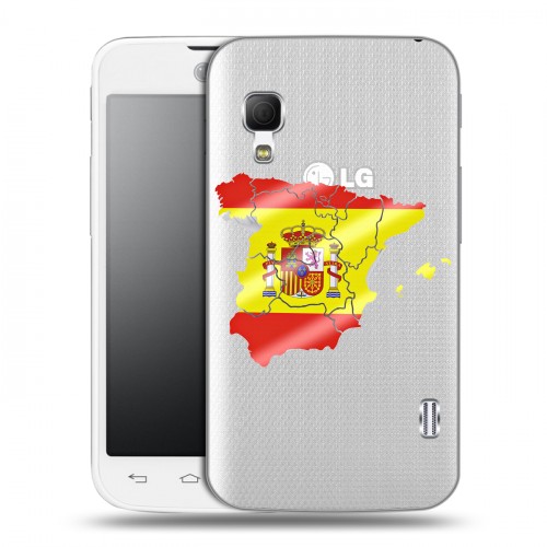 Полупрозрачный дизайнерский пластиковый чехол для LG Optimus L5 2 II флаг Испании