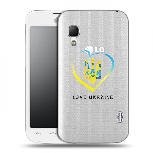 Полупрозрачный дизайнерский пластиковый чехол для LG Optimus L5 2 II Флаг Украины