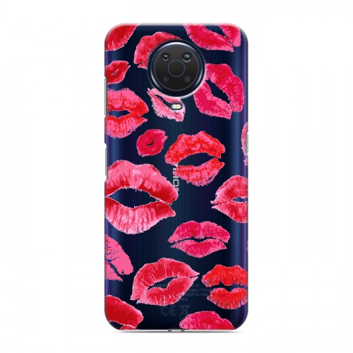 Полупрозрачный дизайнерский пластиковый чехол для Nokia G20 Прозрачные поцелуи
