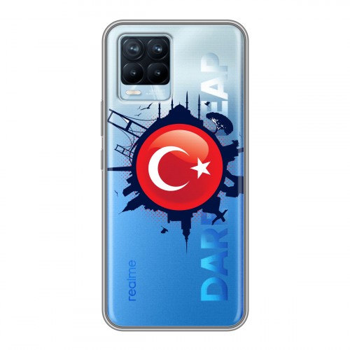 Полупрозрачный дизайнерский пластиковый чехол для Realme 8 Флаг Турции