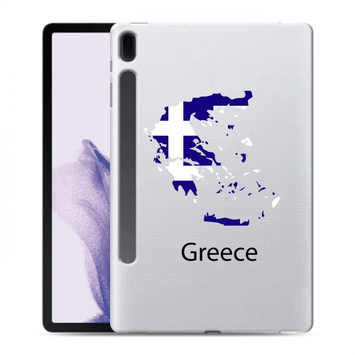 Полупрозрачный дизайнерский пластиковый чехол для Samsung Galaxy Tab S7 FE флаг греции
