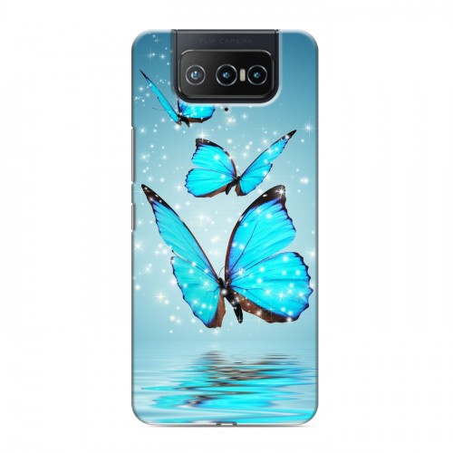 Дизайнерский силиконовый чехол для ASUS ZenFone 8 Flip Бабочки голубые