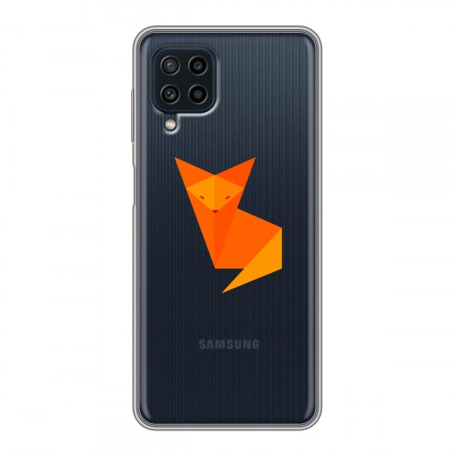 Полупрозрачный дизайнерский пластиковый чехол для Samsung Galaxy A22 Прозрачные лисы