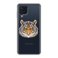 Полупрозрачный дизайнерский пластиковый чехол для Samsung Galaxy A22 Прозрачные тигры