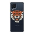 Полупрозрачный дизайнерский пластиковый чехол для Samsung Galaxy A22 Прозрачные тигры
