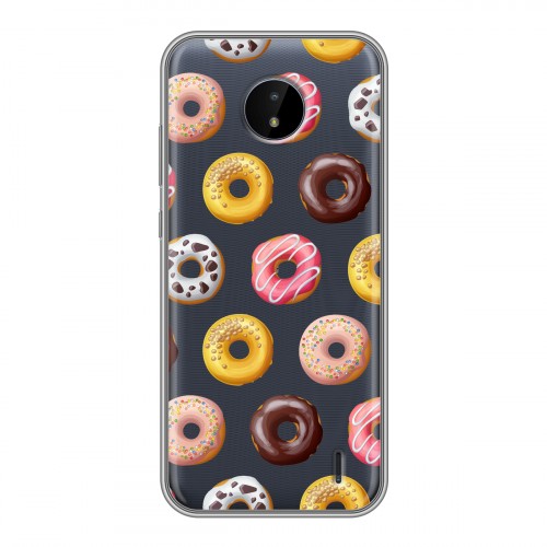 Полупрозрачный дизайнерский силиконовый чехол для Nokia C20 Прозрачные пончики