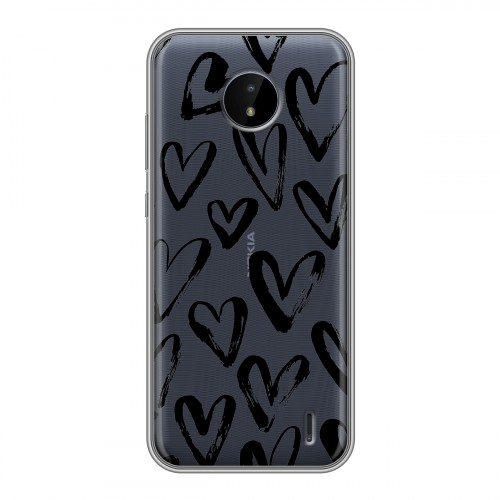 Полупрозрачный дизайнерский пластиковый чехол для Nokia C20 Стильные сердца