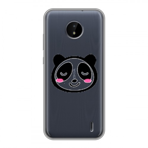 Полупрозрачный дизайнерский пластиковый чехол для Nokia C20 Прозрачные панды - смайлики