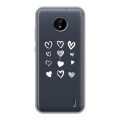 Полупрозрачный дизайнерский силиконовый чехол для Nokia C20 Прозрачные сердечки